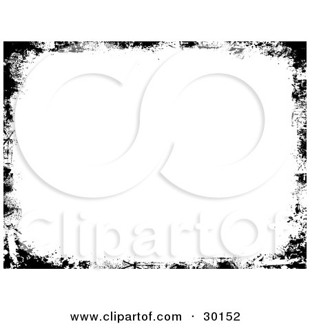 Clipart Illustration of a Horizontal White Background Bordered With Black Grunge Textures by KJ Pargeter
