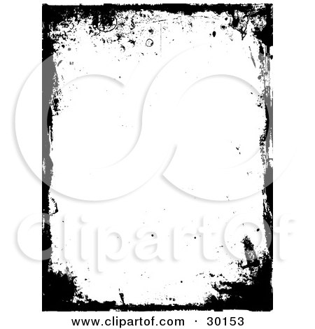 Clipart Illustration of a Black Grunge Frame Bordering A White Vertical Background by KJ Pargeter
