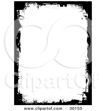 Clipart Illustration of a Vertical White Background Framed In Black Grunge Marks by KJ Pargeter