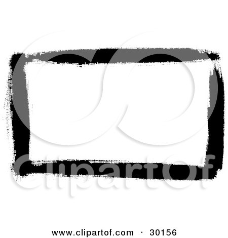 Clipart Illustration of a Frame Of Black Textured Grunge Brush Strokes Over White by KJ Pargeter