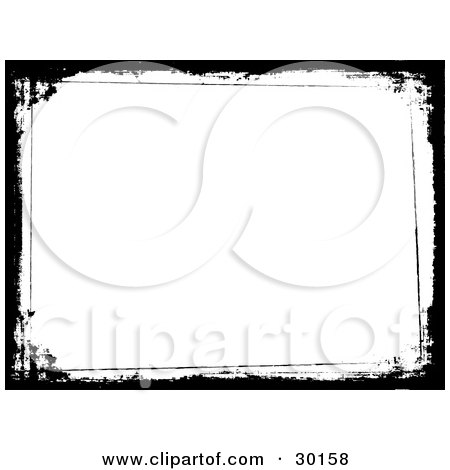 Clipart Illustration of a Horizontal White Background Bordered By Black Scratches And Grunge Marks by KJ Pargeter