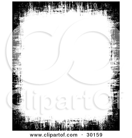 Clipart Illustration of a Border Of Black Textured Grunge On A White Vertical Background by KJ Pargeter