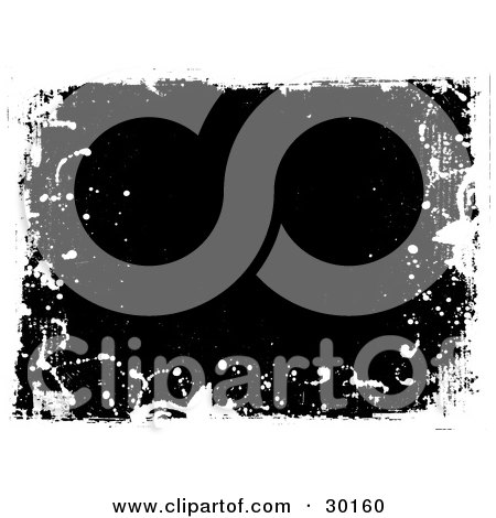 Clipart Illustration of a Black Grunge Background Bordered By White Splatters And Marks by KJ Pargeter