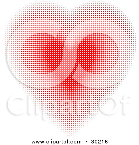 Clipart Illustration of a Gradient Heart Made Of Tiny Red Dots by KJ Pargeter