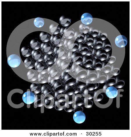 Clipart Illustration of a Cluster Of Gray Marbles With Blue Ones Floating Near by Tonis Pan
