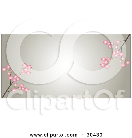 Clipart Illustration of Two Branches Of Pink Dogwood Flowers Over A Gradient Brown Background by Melisende Vector