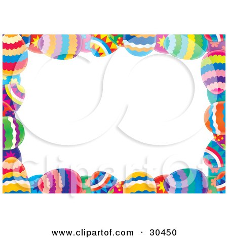 Clipart Illustration of a White Stationery Background Bordered With Colorful Easter Eggs by Alex Bannykh