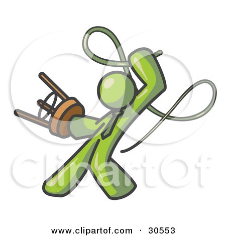 Clipart Illustration of an Olive Green Tamer Man Holding A Stool And Cracking A Whip, On A White Background by Leo Blanchette