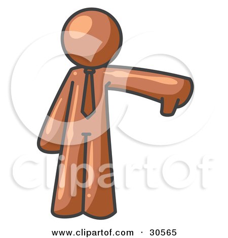 Clipart Illustration of a Brown Business Man Giving the Thumbs Up Then the Thumbs Down  by Leo Blanchette