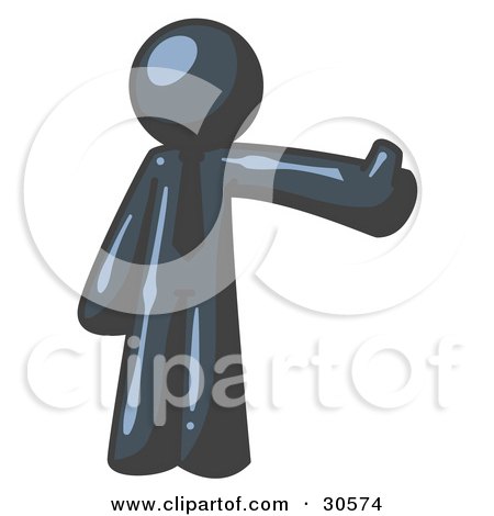 Clipart Illustration of a Navy Blue Business Man Giving the Thumbs Up by Leo Blanchette