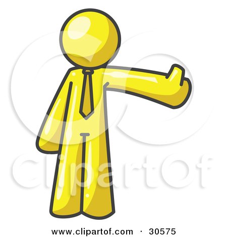 Clipart Illustration of a Yellow Business Man Giving the Thumbs Up by Leo Blanchette
