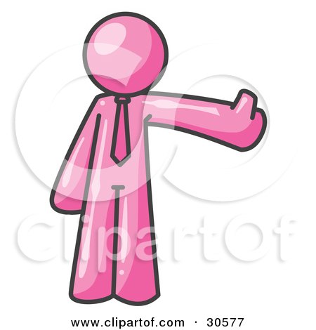 Clipart Illustration of a Pink Business Man Giving the Thumbs Up by Leo Blanchette