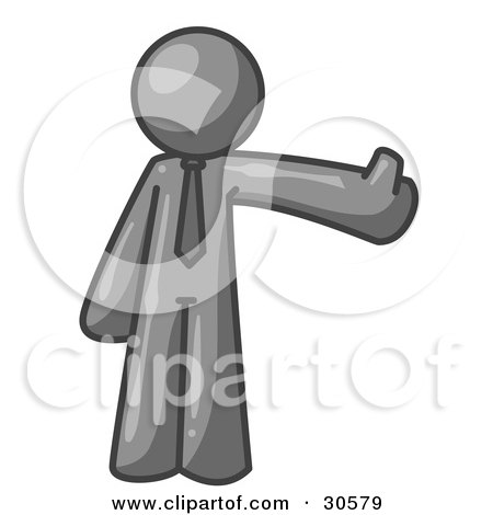 Clipart Illustration of a Gray Business Man Giving the Thumbs Up by Leo Blanchette