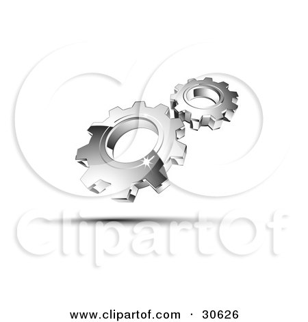 Clipart Illustration of a Pre-Made Logo Of Shiny Silver Gears by beboy