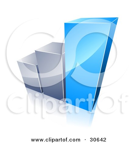Clipart Illustration of a Bar Graph With Growing Blue And Chrome Bars by beboy