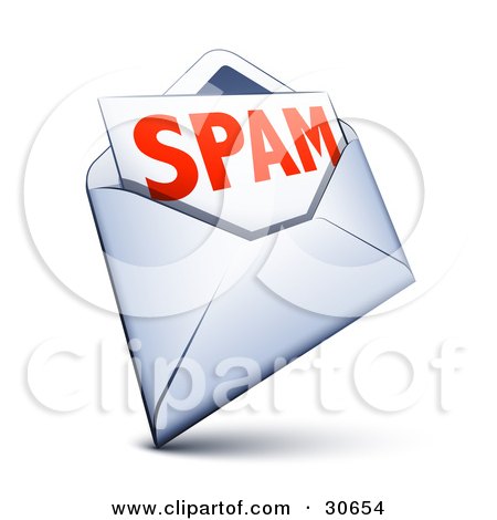 Clipart Illustration of a White Envelope With Spam Email Inside by beboy