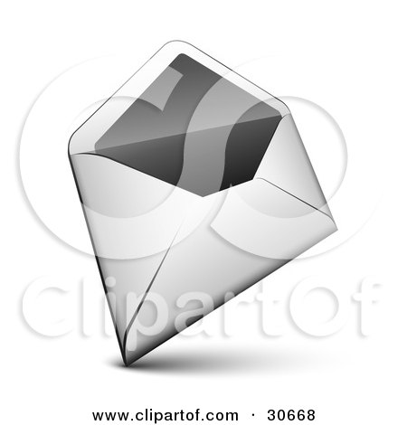 Clipart Illustration of a White Envelope With The Flap Open by beboy