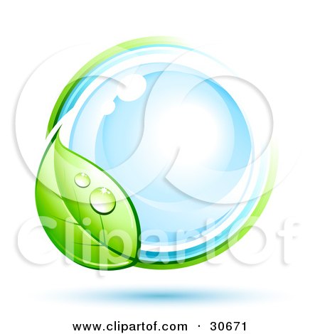 Clipart Illustration of a Dewy Green Vine Circling Around A Shiny Blue Orb by beboy