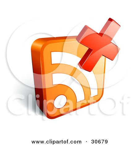 Clipart Illustration of a Red X Over An Orange 3d RSS Symbol by beboy