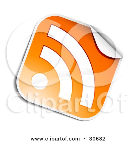 Clipart Illustration of a Peeling Orange And White RSS Sticker by beboy