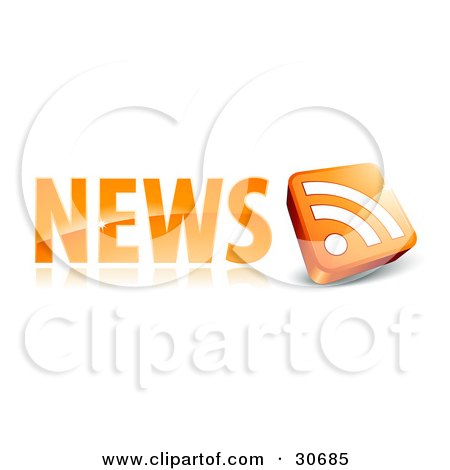 Clipart Illustration of an Orange News Site Icon With A 3d RSS Symbol by beboy