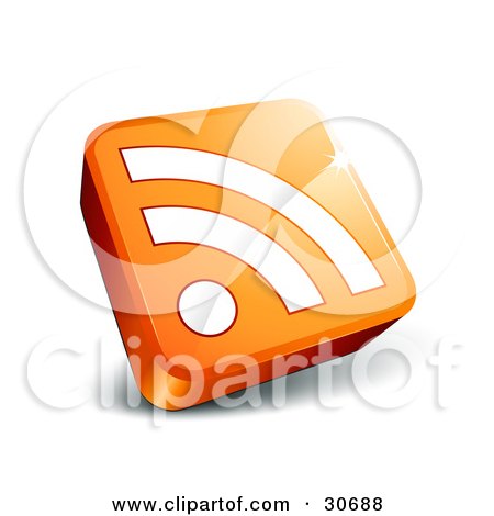 Clipart Illustration of a White RSS Symbol On An Orange 3d Square by beboy