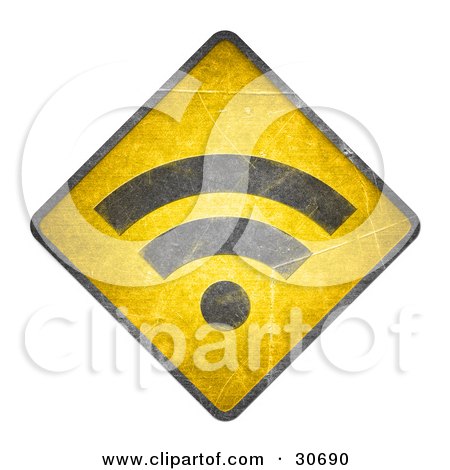 Clipart Illustration of a Yellow Warning RSS Blogging Symbol Sign by beboy