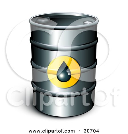 Clipart Illustration of a Single Barrel Of Gasoline With A Droplet Icon On The Front by beboy