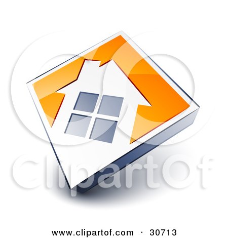 Clipart Illustration of a White House Icon On An Orange Diamond by beboy