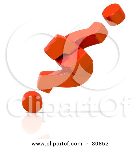 Clipart Illustration of 3d Rendered Red Question Marks Pulling In Opposing Directions by Tonis Pan