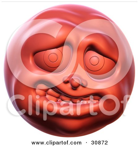 Clipart Illustration of a 3d Rendered Red Face Character With A Stressed or Nervous Facial Expression by Tonis Pan