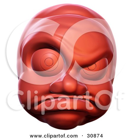 Clipart Illustration of a 3d Rendered Angry Hot Head Red Face Character With A Mad Facial Expression by Tonis Pan