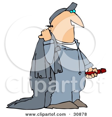 Clipart Illustration of a White Guy Carrying Coveralls by djart