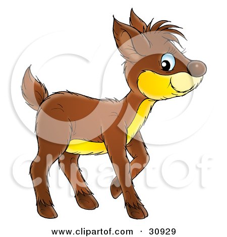 Clipart Illustration of an Adorable Yellow Bellied Brown Deer Fawn by Alex Bannykh