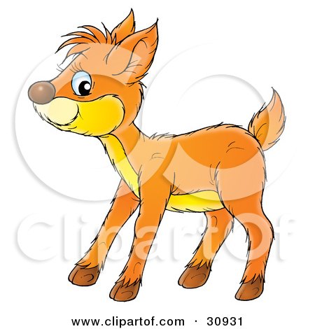 Clipart Illustration of a Friendly Fawn With A Yellow Belly by Alex Bannykh