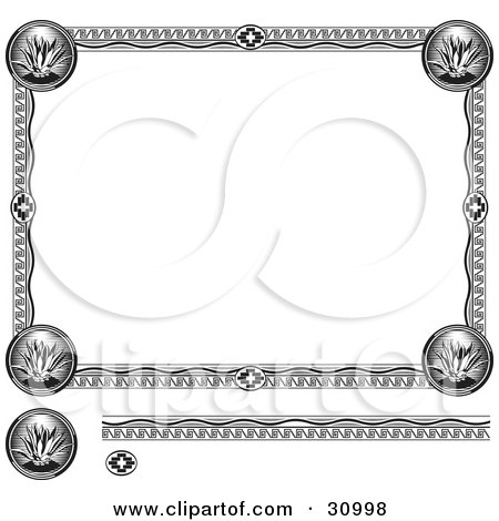 Clipart Illustration of a Black And White Diploma With An Aztec Design by David Rey