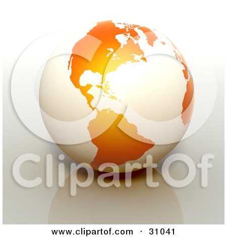 Clipart Illustration of a Beige And Orange Earth Over A Reflective Surface by Tonis Pan
