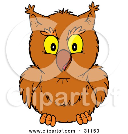 Clipart Illustration of a Friendly Brown Owl Looking Forward by Alex Bannykh