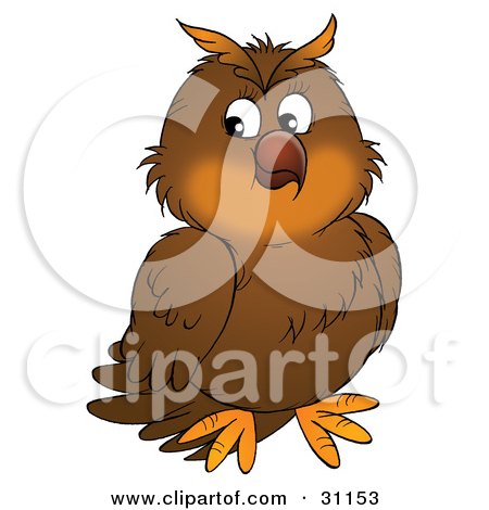 Clipart Illustration of a Cute Brown Owl Looking Slightly Off To The Left by Alex Bannykh