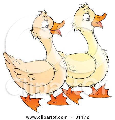 Clipart Illustration of Two Geese Waddling And Talking by Alex Bannykh