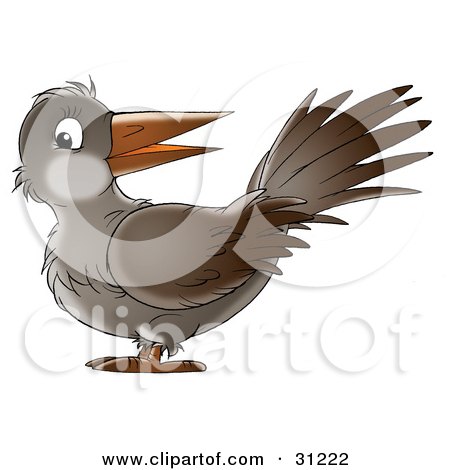 Clipart Illustration of a Friendly Brown Crow Looking At The Viewer by Alex Bannykh