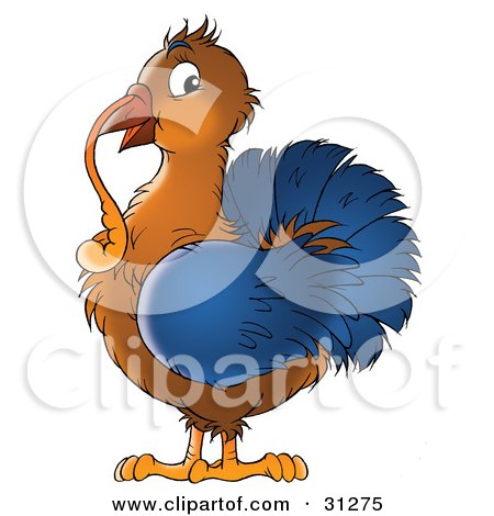 Clipart Illustration of a Brown And Blue Turkey Bird With A Long Snood Hanging From The Beak by Alex Bannykh