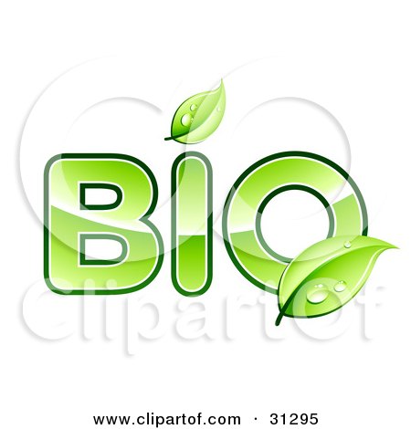 Clipart Illustration of Green Leaves Above The I And Over The O Of BIO Text by beboy