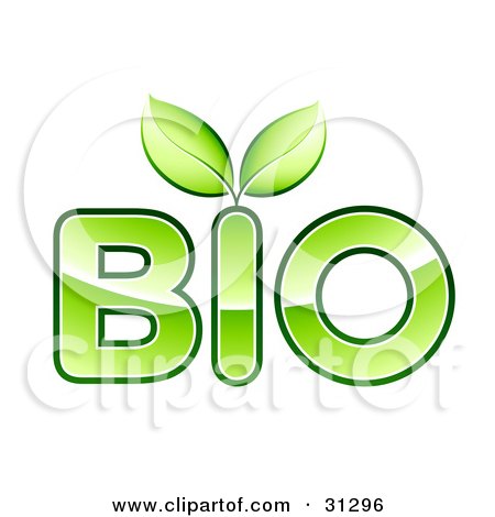 Clipart Illustration of Two Green Leaves Sprouting From BIO Text by beboy