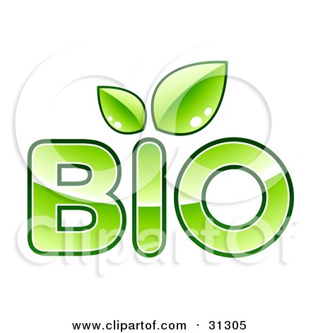 Clipart Illustration of BIO Text With Green Leaves Sprouting From The Letter I by beboy