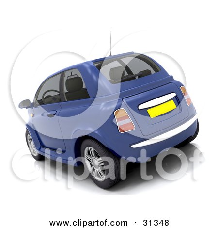 Clipart Illustration of a Blue Compact Car With Slightly Tinted Windows by KJ Pargeter