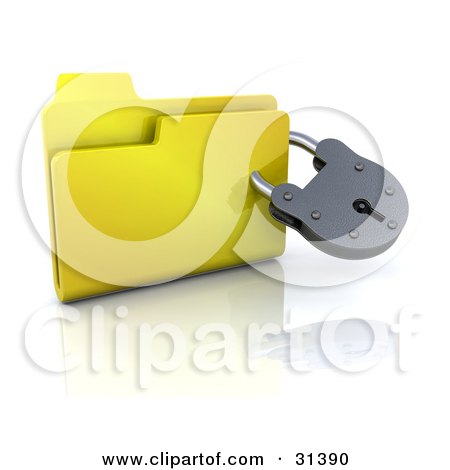 Clipart Illustration of a Secure Folder Icon With A Padlock by KJ Pargeter