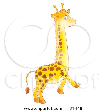 Clipart Illustration of an Adorable Spotted Baby Giraffe Running by Alex Bannykh