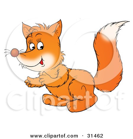Clipart Illustration of a Cute Fox Kit Sitting Up On Its Hind Legs by Alex Bannykh