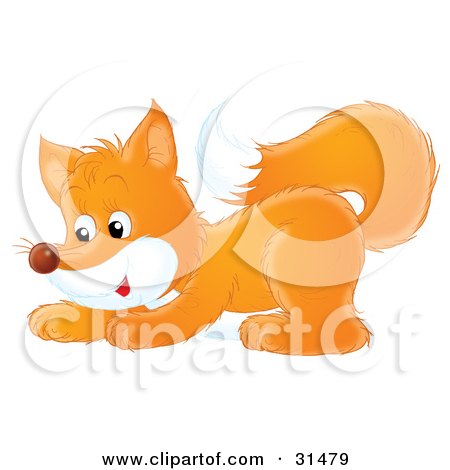 Clipart Illustration of a Cute Playful Fox Crouching by Alex Bannykh